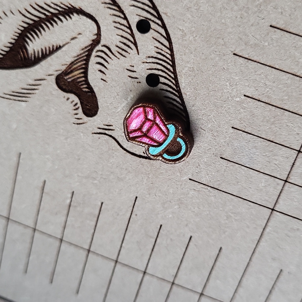 Hand-crafted Pink RING POP stud earrings - Picture 5 of 9